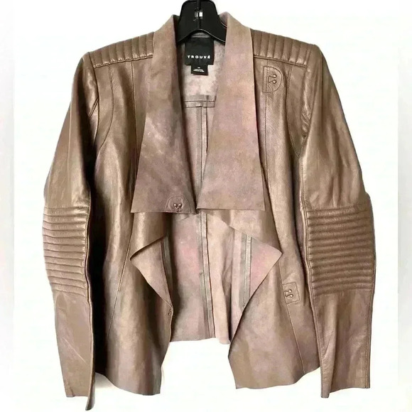 NWT! Trouvé Leather Taupe Dusk Leather Jacket - Picture 1 of 7